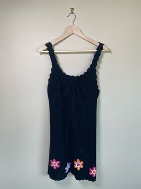 Vintage Jalate Y2K Crochet Dress with Flower Appliqués